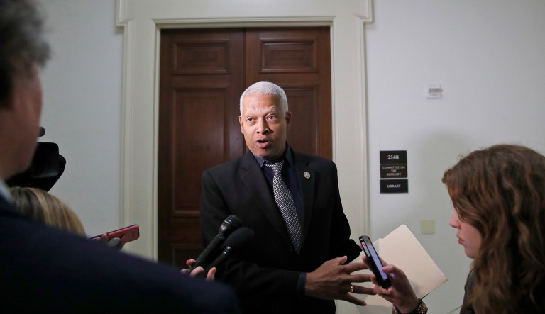 Rep. Hank Johnson, D-Ga., speaks after democrats from the Judiciary Committee met with Christopher Wylie, the Cambridge Analytica whistleblower, on Capitol Hill, Tuesday, April 24, 2018 in Washington.