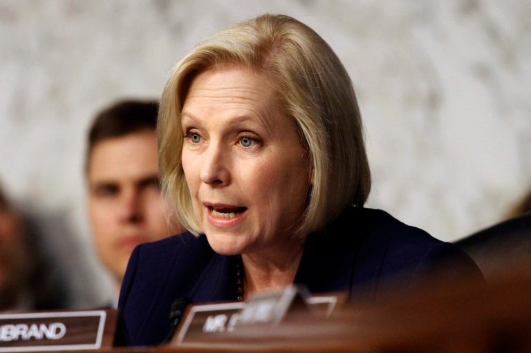 Sen. Kirsten Gillibrand, D-N.Y., asks questions during a hearing on Capitol Hill in Washington.