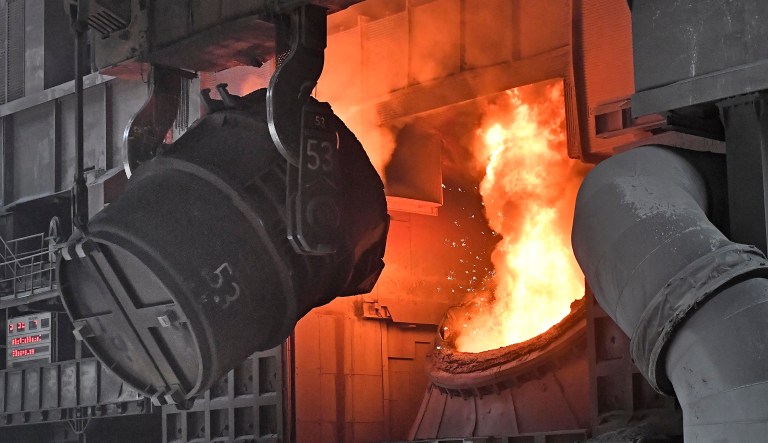 Operations at a steel-producing plant