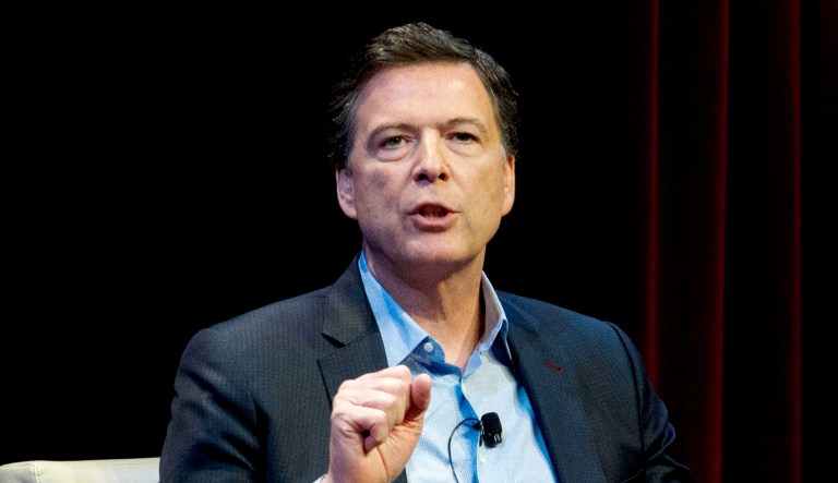 Former FBI Director James Comey speaks during a stop on his book tour in D.C.