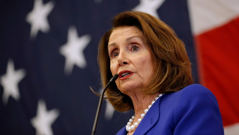 House Minority Leader Nancy Pelosi, D-California, speaks during the Polk County Democrats Spring Dinner, Sunday, May 6, 2018, in Des Moines, Iowa.