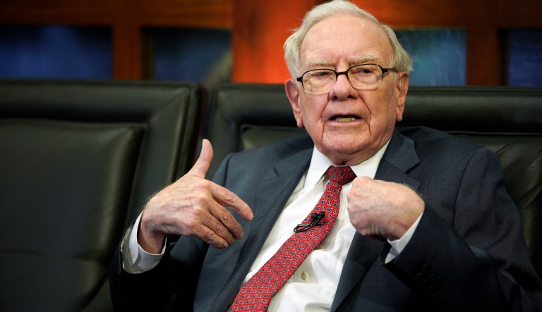Berkshire Hathaway Chairman and CEO Warren Buffett speaks during an interview in Omaha, Neb., Monday, May 7, 2018, with Liz Claman on Fox Business Network's "Countdown to the Closing Bell". 