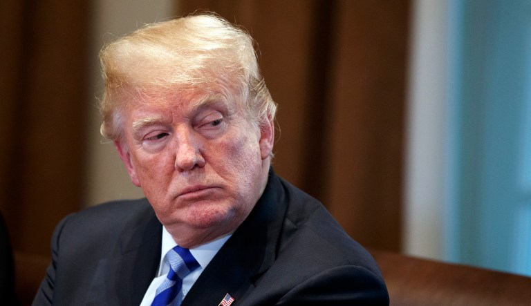 President Trump listens in the Cabinet Room of the White House in Washington, D.C.