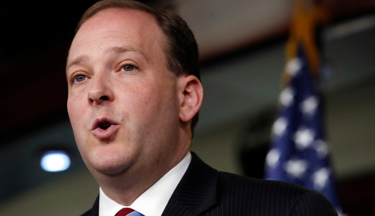 Rep. Lee Zeldin, R-N.Y., speaks during a news conference with other House members, where they called for a second prosecutor to investigate the Dept. of Justice and FBI, Tuesday, May 22, 2018, on Capitol Hill in Washington. 