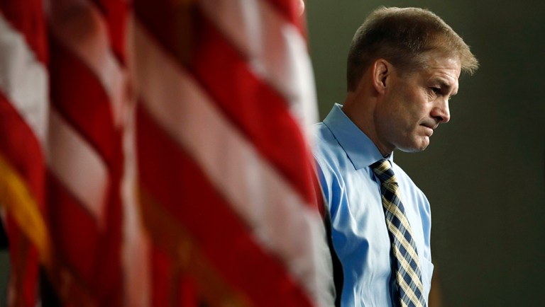 Rep. Jim Jordan, R-Ohio, attends a news conference with other House members. 