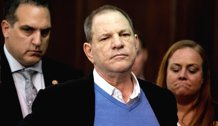 Harvey Weinstein listens during a court proceeding in New York on Friday. Weinstein was arraigned Friday on rape and other charges in the first criminal prosecution to result from the wave of allegations against him that sparked a national reckoning over sexual misconduct.