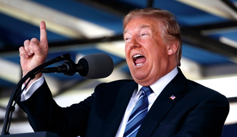 President Trump speaks at an event.