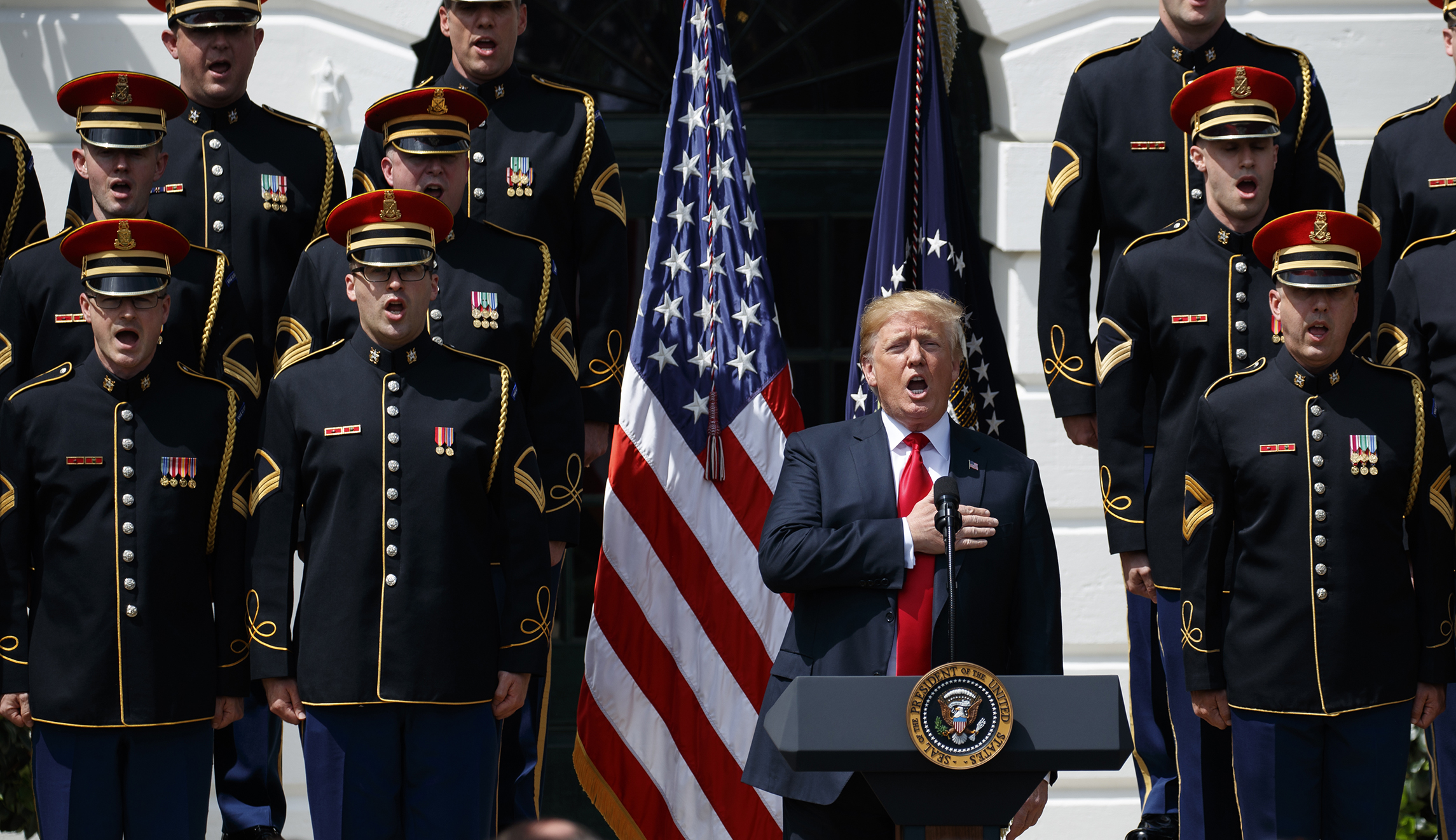 Trump holds brief ‘Celebration of America’ event, encourages Americans to stand for anthem