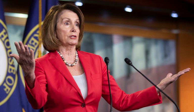 House Minority Leader Nancy Pelosi, D-Calif., talks to reporters during her weekly news conference on Capitol Hill on June 7, 2018.