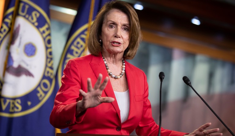 House Minority Leader Nancy Pelosi, D-Calif., talks to reporters during her weekly news conference, on Capitol Hill in Washington, Thursday, June 7, 2018. 