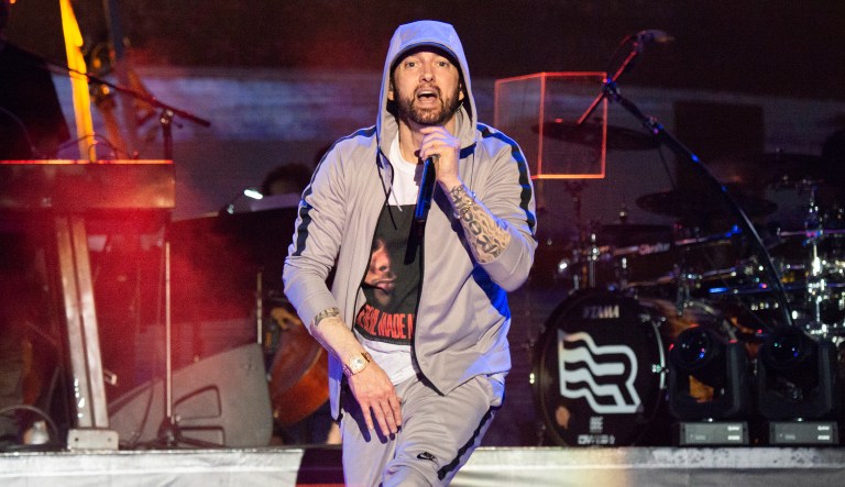Eminem performs at the Bonnaroo Music and Arts Festival on June 9, 2018, in Manchester, Tenn.