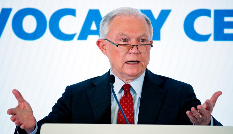 Attorney General Jeff Sessions speaks at an event.