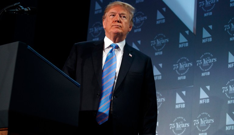 President Donald Trump speaks at the National Federation of Independent Businesses 75th anniversary celebration, Tuesday, June 19, 2018, in Washington.