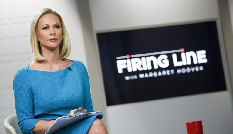 Television journalist Margaret Hoover pictured during a taping of PBS's new public affairs show "Firing Line with Margaret Hoover" at Tisch WNET Studios on Tuesday, June 19, 2018, in New York. 
