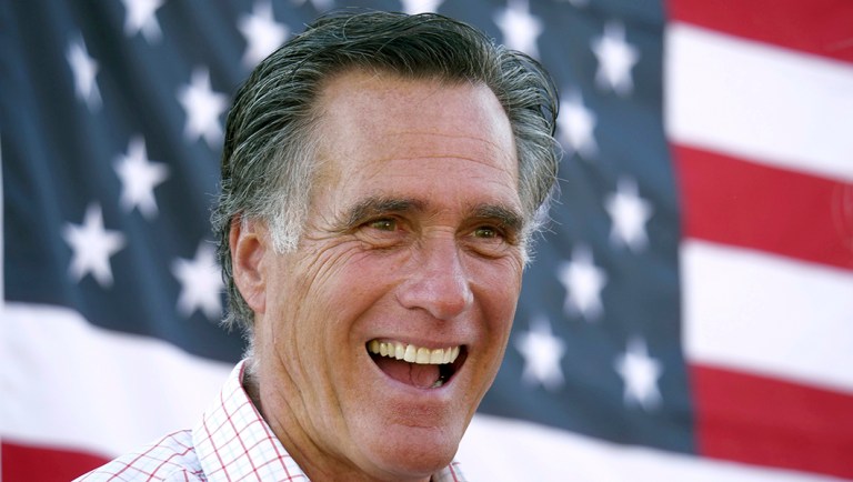 In this Wednesday, June 20, 2018 photo Mitt Romney smiles during a campaign event, in American Fork, Utah. 