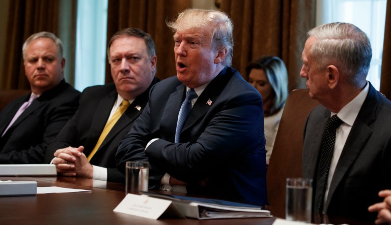 President Trump speaks during a Cabinet meeting at the White House in D.C.
