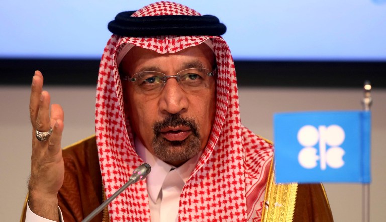 Khalid al-Falih Minister of Energy, Industry and Mineral Resources of Saudi Arabia attends a news conference, after a meeting of the Organization of the Petroleum Exporting Countries, OPEC, and non OPEC members, at their headquarters in Vienna, Austria, Saturday, June 23, 2018. 