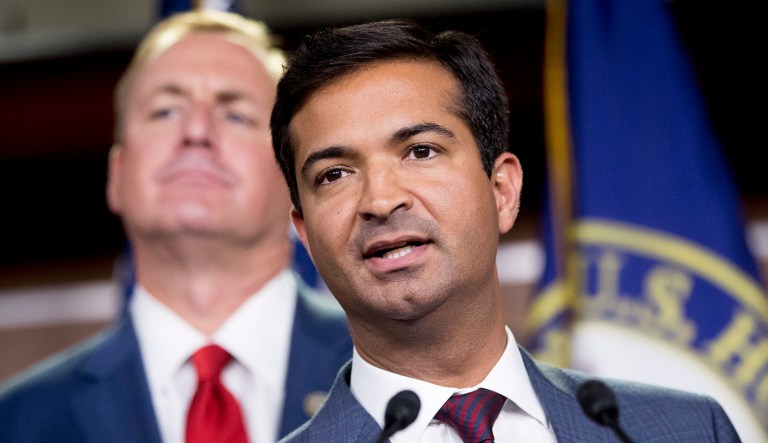 Rep. Carlos Curbelo, R-Fla., speaks at a news conference on Capitol Hill in Washington, Wednesday, June 27, 2018.