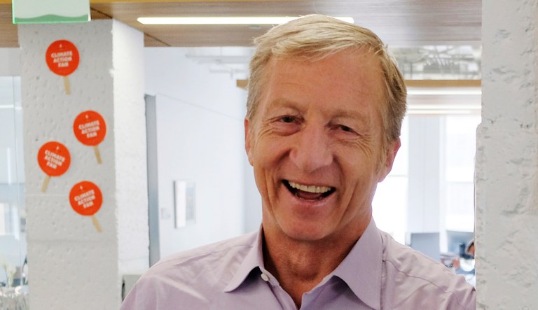 Environmental activist & billionaire Tom Steyer poses at his offices in San Francisco.