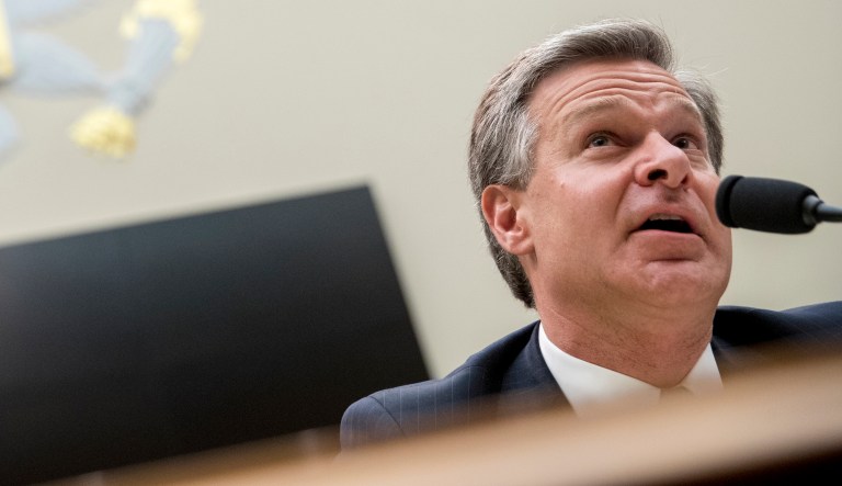 FBI Director Christopher Wray speaks during a House Judiciary Committee hearing on Capitol Hill in Washington on June 28, 2018.