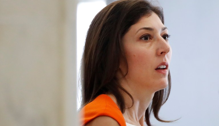 Former FBI lawyer Lisa Page arrives for a closed door interview with the House Judiciary and House Oversight committees, Monday, July 16, 2018, on Capitol Hill in Washington.