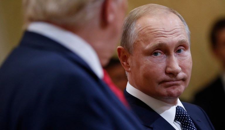 President Trump and Russian President Vladimir Putin during their joint news conference at the Presidential Palace in Helsinki, Finland, on July 16, 2018.