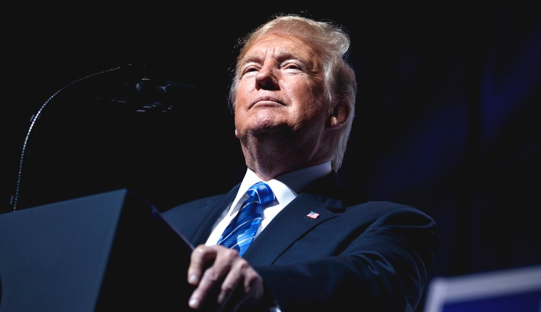 President Trump speaks at an event.