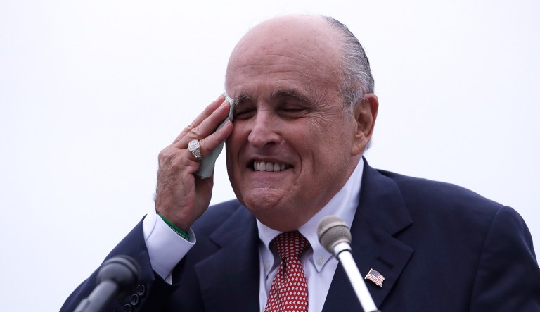 Rudy Giuliani, an attorney for President Trump, during campaign event for Eddie Edwards, who is running for the U.S. Congress in New Hampshire, in Portsmouth, N.H., Wednesday, Aug. 1, 2018.