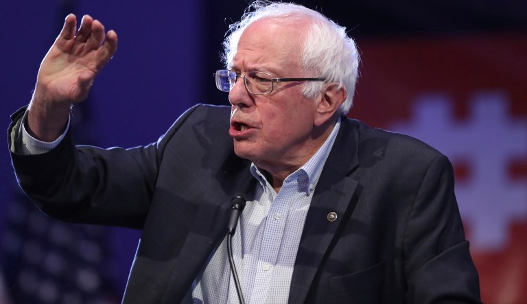 Sen. Bernie Sanders addresses supporters of Michigan Democratic gubernatorial candidate Dr. Abdul El-Sayed during a rally, Sunday, Aug. 5, 2018, in Detroit.