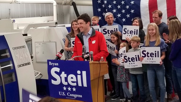 Attorney Bryan Steil, a former driver for House Speaker Paul Ryan, announces he is running to succeed Ryan in Congress.