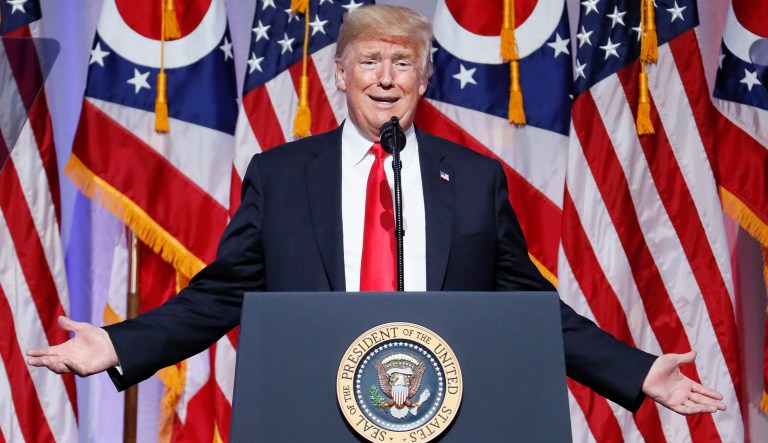 President Donald Trump speaks during the 2018 Ohio Republican Party State Dinner, Friday, Aug. 24, 2018, in Columbus, Ohio. 