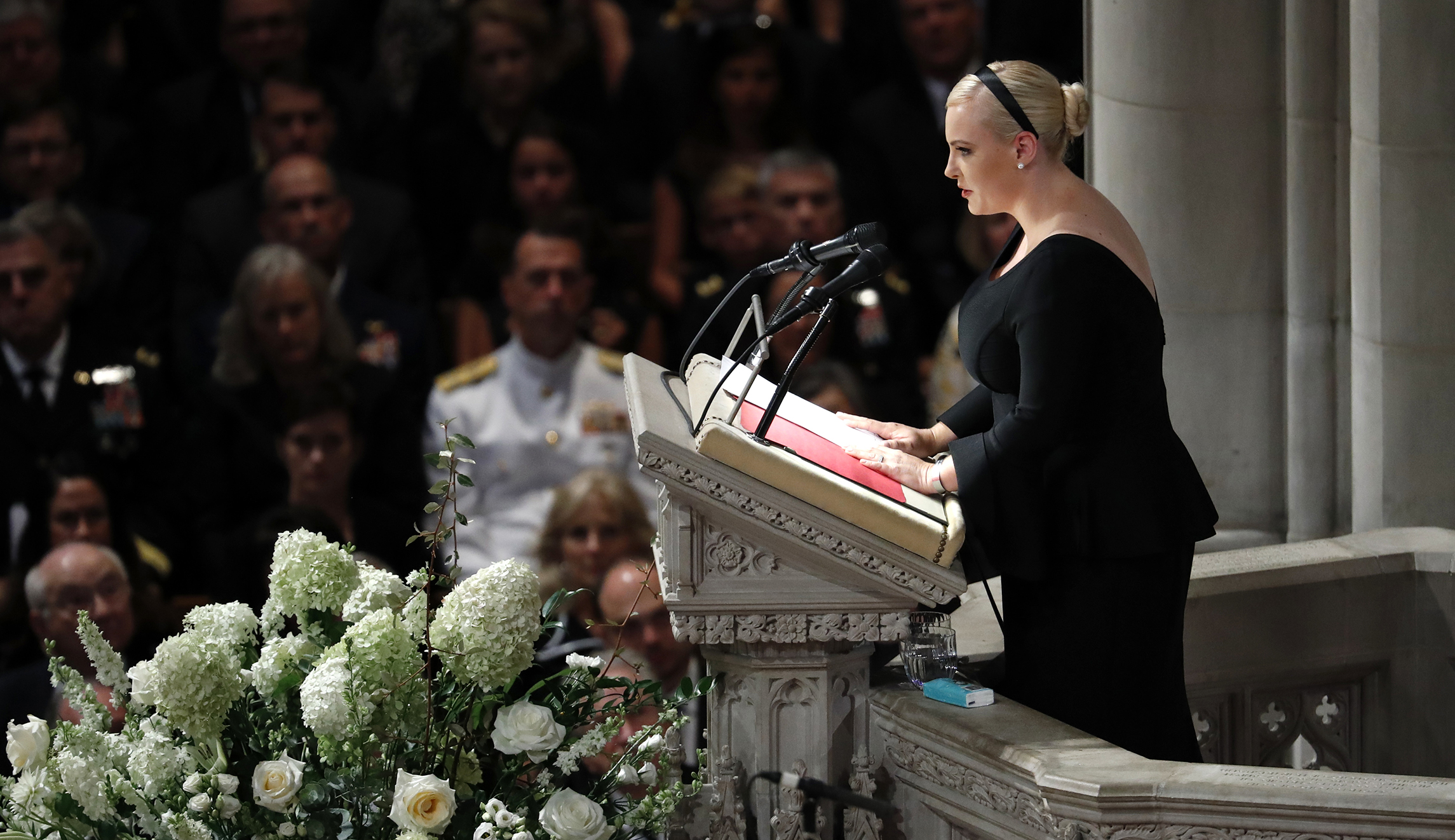 Meghan McCain speaks at a memorial service for her father Sen. John McCain, R-Ariz., at Washington National Cathedral in Washington, Saturday, Sept. 1, 2018. McCain died Aug. 25, from brain cancer at age 81.