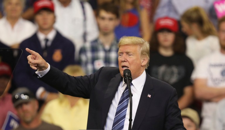 President Trump speaks at a rally at the Rimrock Auto Arena in Billings, Mont., Thursday, Sept. 6, 2018.