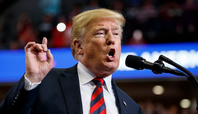 President Trump speaks during a campaign rally in Springfield, Mo. 
