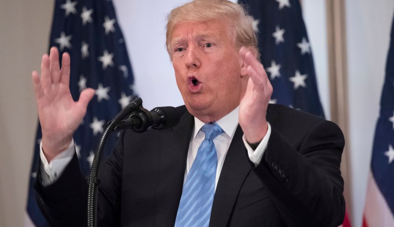 President Donald Trump speaks during a news conference, Wednesday, Sept. 26, 2018, in New York.