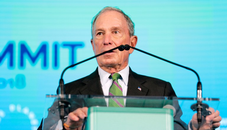 Michael Bloomberg speaks during the One Planet Summit in New York on Wednesday.