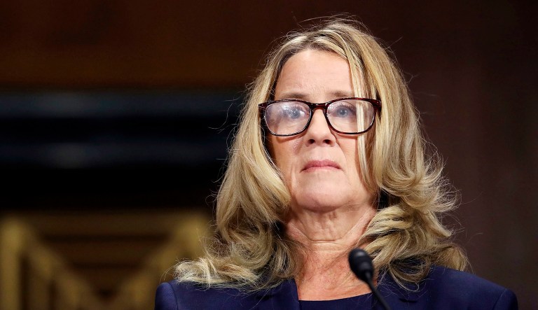 Christine Blasey Ford testifies before the Senate Judiciary Committee on Thursday in Washington, D.C.