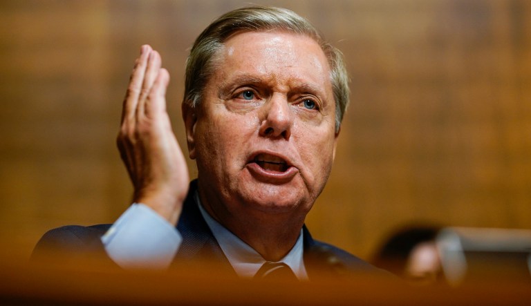 Sen. Lindsey Graham, R-S.C., talks during a hearing with Supreme Court nominee Judge Brett M. Kavanaugh with the Senate Judiciary Committee,  Thursday, Sept. 27, 2018 on Capitol Hill.