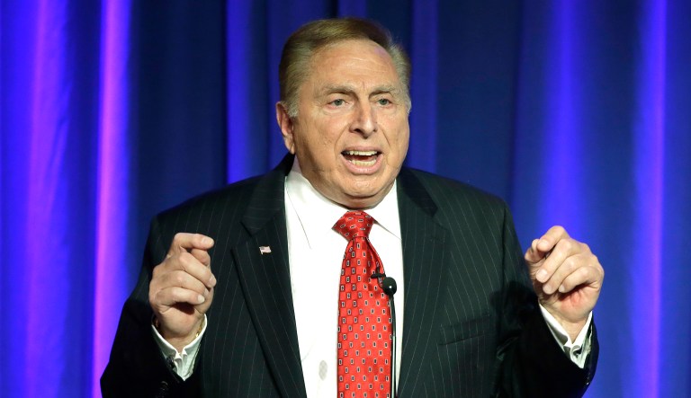 Rhode Island gubernatorial candidate former state Rep. Joseph Trillo, who is running as an independent, participates in a televised debate in Bristol, R.I. 