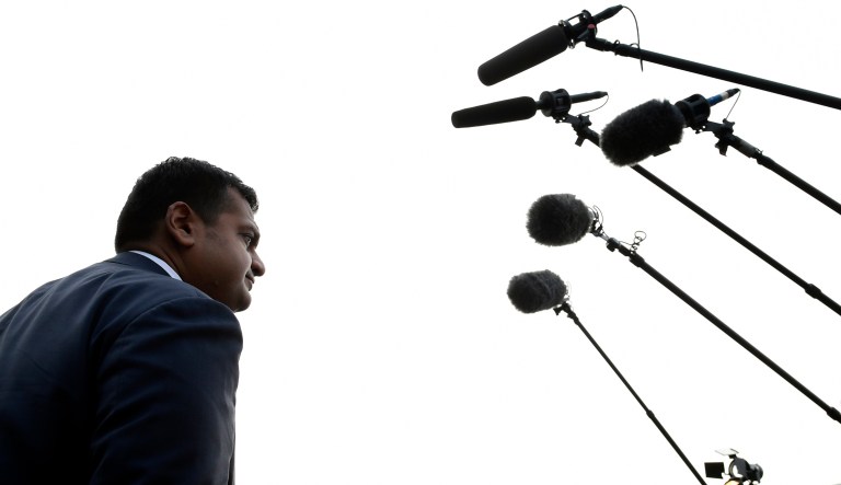 White House spokesman Raj Shah talks to reporters about the FBI investigation of Supreme Court nominee Brett Kavanaugh outside the West Wing of the White House in Washington, Thursday, Oct. 4, 2018.