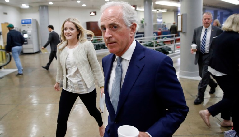 Sen. Bob Corker, R-Tenn., arrives to view the FBI report on sexual misconduct allegations against Supreme Court nominee Brett Kavanaugh, on Capitol Hill, Thursday, Oct. 4, 2018 in Washington.