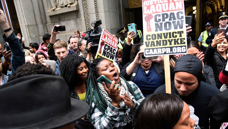 A jury convicted white Chicago police Officer Jason Van Dyke of second-degree murder in the 2014 shooting of black teenager Laquan McDonald.