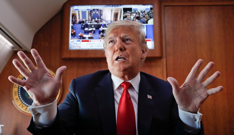 President Trump, on board Air Force One, speaks.
