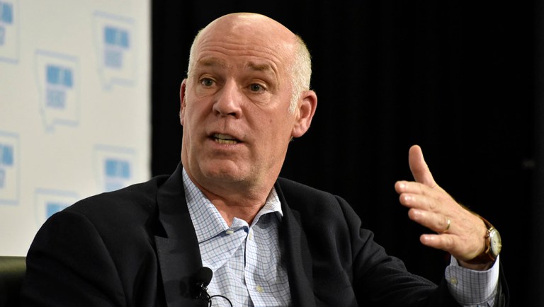 Rep. Greg Gianforte speaks about U.S. energy policy at a conference in Billings, Mont.