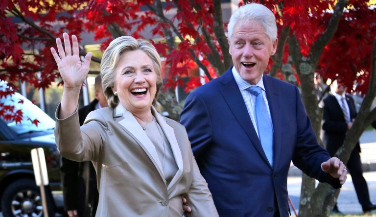Hillary Clinton (left) and her husband, Bill, are seen.