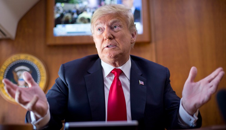 President Trump speaks to the media.