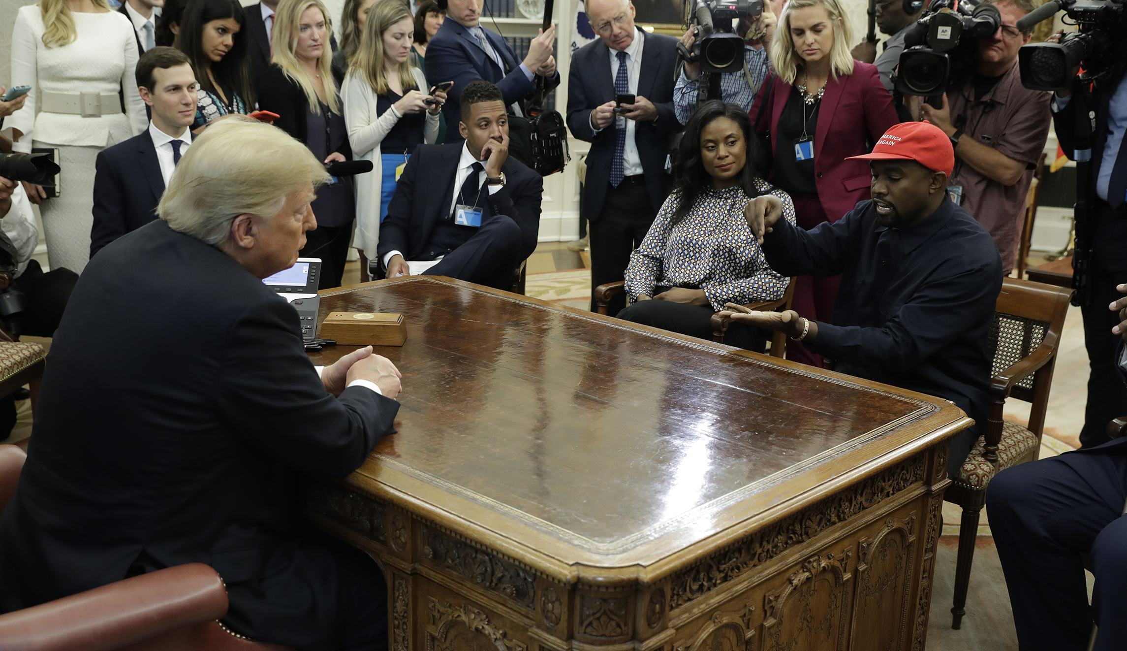 Kanye West tells Trump of trapdoor sending people ‘next to the Unabomber’
