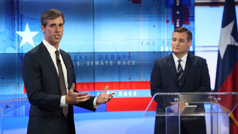 U.S. Rep. Beto O'Rourke, D-Texas, and U.S. Sen. Ted Cruz, R-Texas, take part in a debate for the 2018 Texas Senate race.