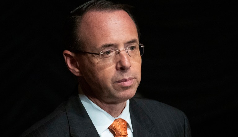 Deputy Attorney General Rod Rosenstein pauses while speaking at the federal inspector general community's 21st annual awards ceremony, Wednesday, Oct. 17, 2018, in Washington.