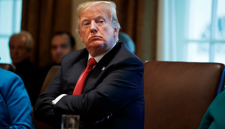 President Donald Trump listens during a cabinet meeting in the Cabinet Room of the White House, Wednesday, Oct. 17, 2018, in Washington.